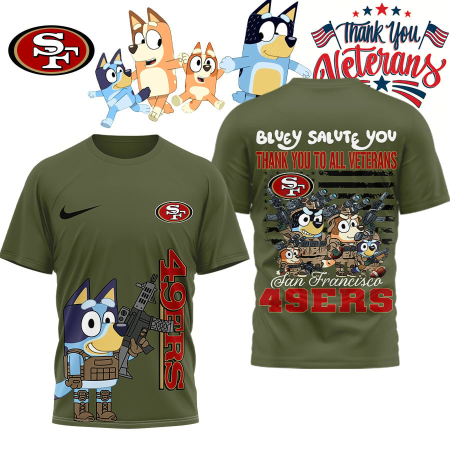 Premium NFL SF Bluey Salute Veterans T-shirt V2 NMD TTV