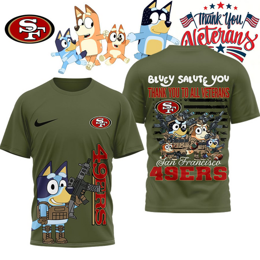 Premium NFL SF Bluey Salute Veterans T-shirt V2 NMD TTV