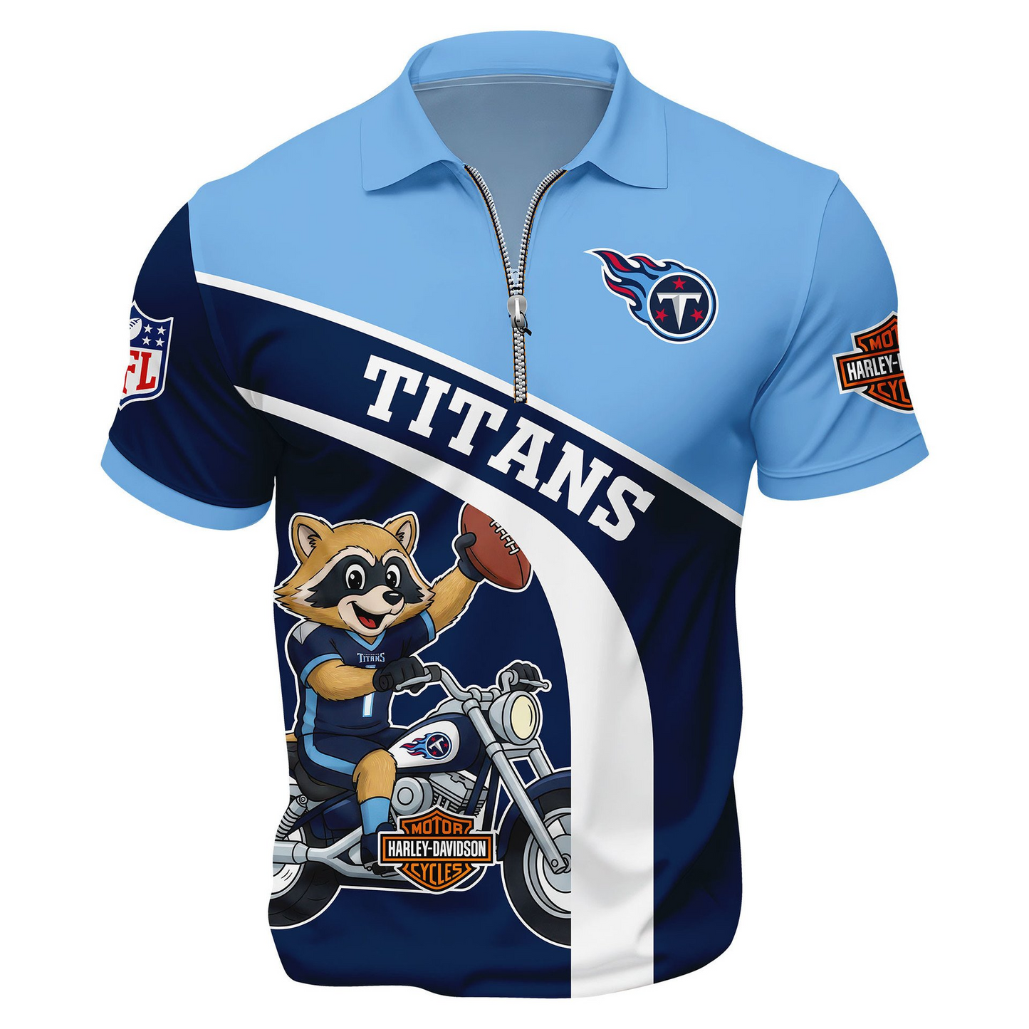 Premium NFL TEN x Harley-Davidson Polo Zipper Shirt V1 NMD TTV