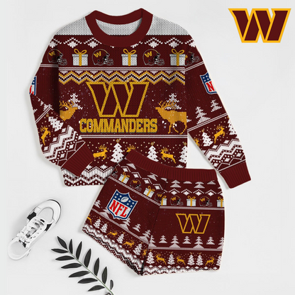 Premium NFL WAS Holiday Sweatshirt & Shorts Set V1 NMD TTV