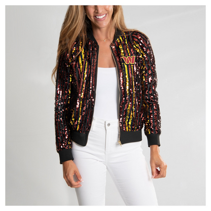 Premium NFL WAS Women Sequin Bomber Jacket V1 NMD TTV