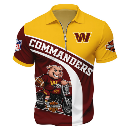 Premium NFL WAS x Harley-Davidson Polo Zipper Shirt V1 NMD TTV