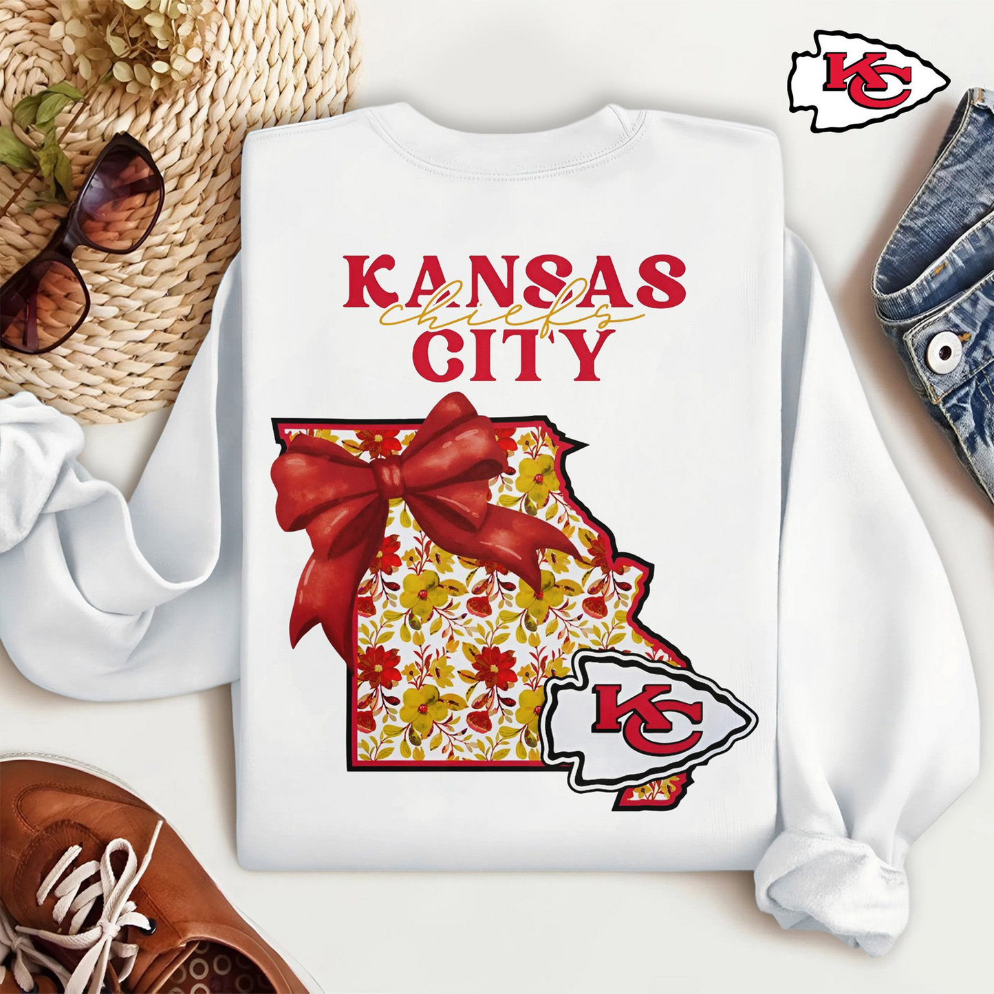 Premium NFL x KC Cozy State Bow Sweatshirt TUANND TANTD