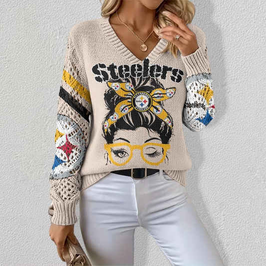 PS x NFL Crochet Sleeve V-Neck Sweater DDT HLPHUONG