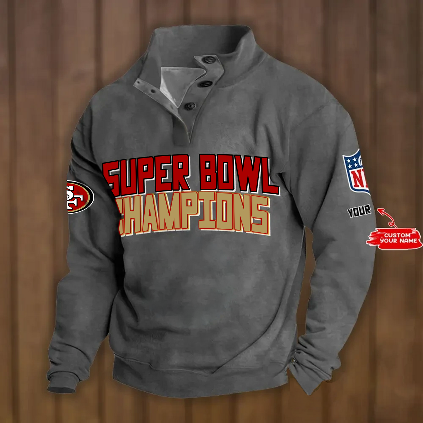 SF x NFL Double Breasted Stand Collar Hoodies DATND TANTD