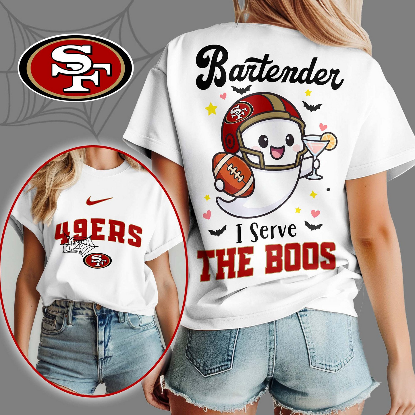 SF49 Premium NFL Bartender Halloween Fan Women Shirt DDT CTND