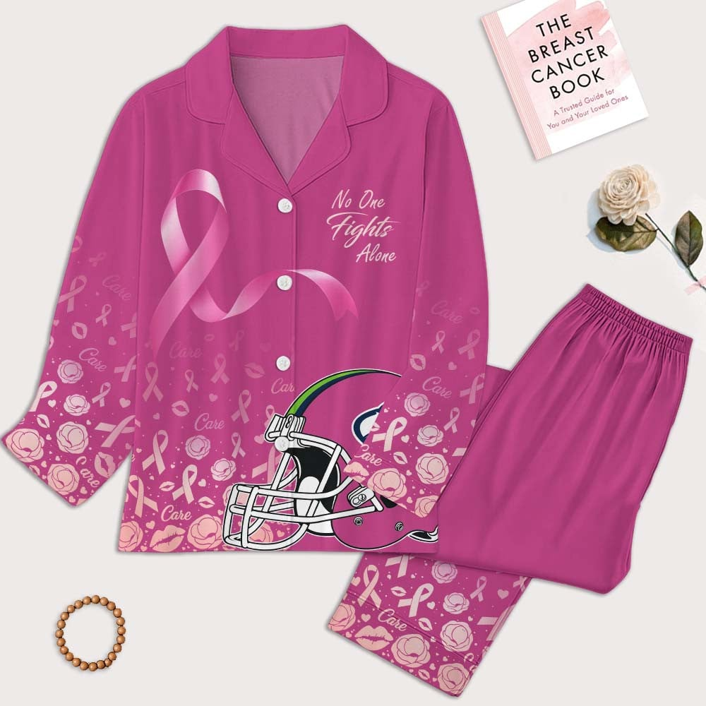 SS Premium NFL Breast Cancer October Button Pajamas Set DDT NTL