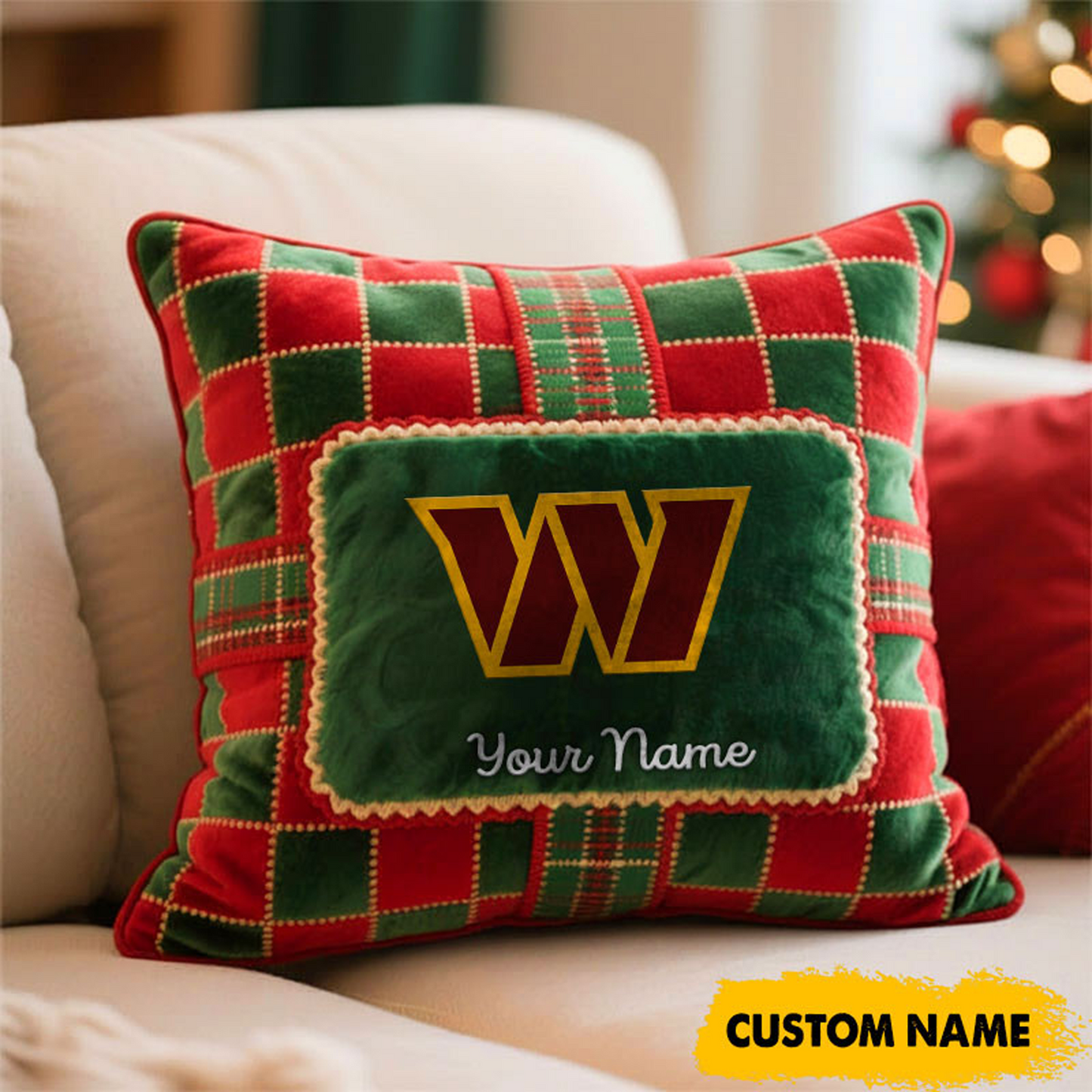 WAS x NFL Christmas New Square Pillow DatND DVT