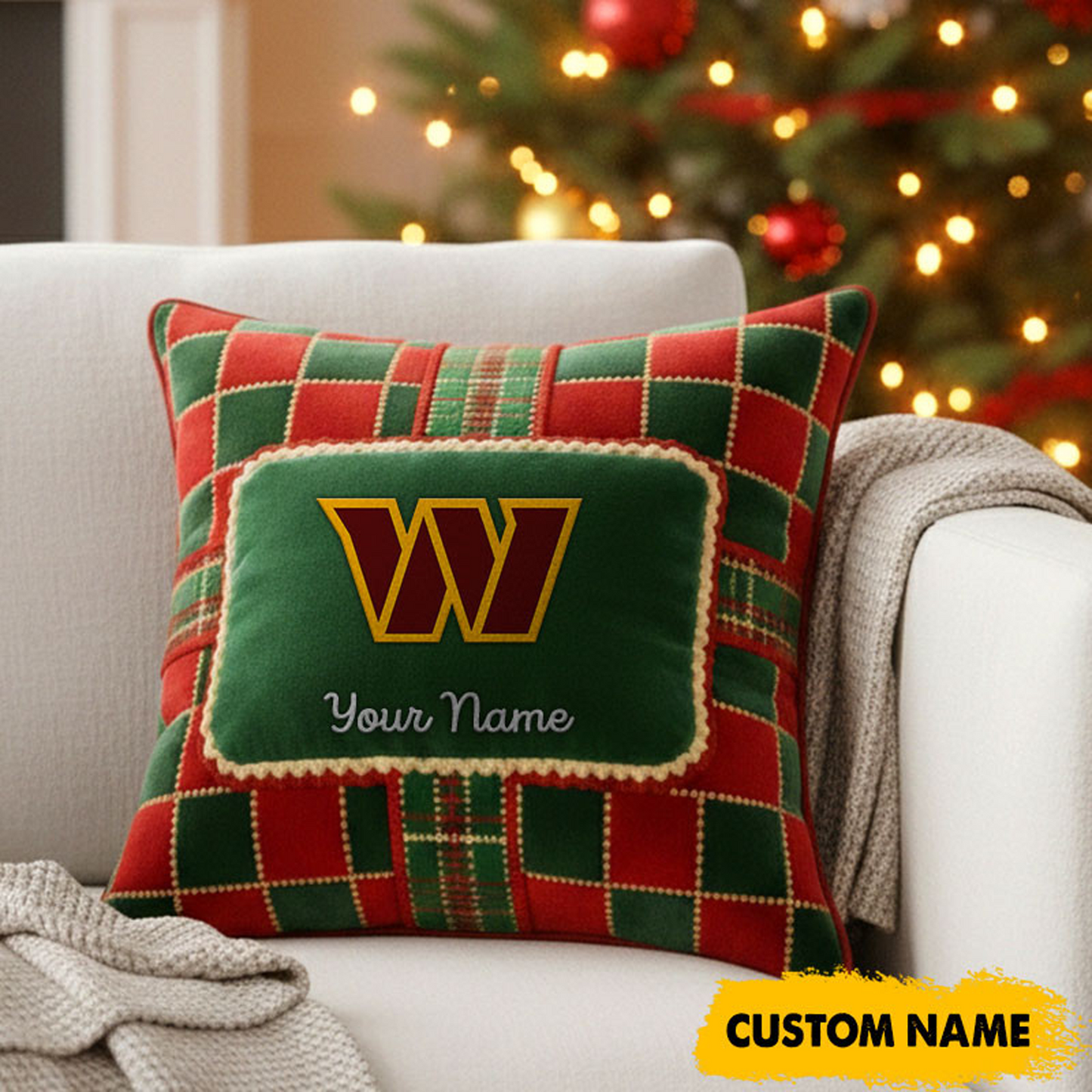 WAS x NFL Christmas New Square Pillow DatND DVT