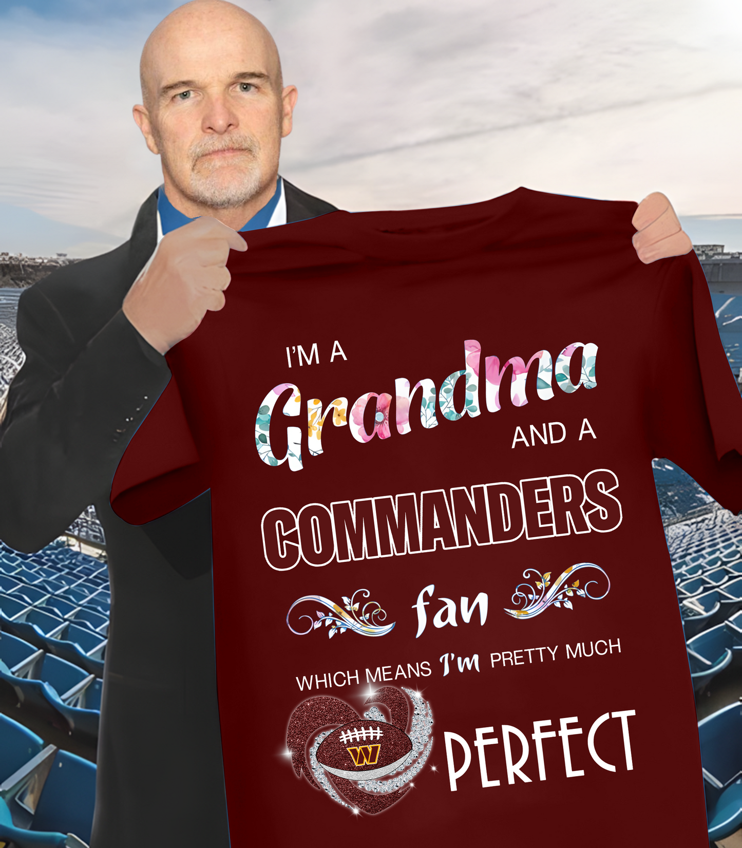 WAS x NFL I'm A Grandma And A Fan Which Mean I'm Pretty Much Perfect 2D Shirt DatND ThuongNH